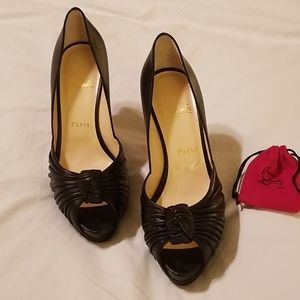 Christian Louboutin Black Peep Toe Pumps
